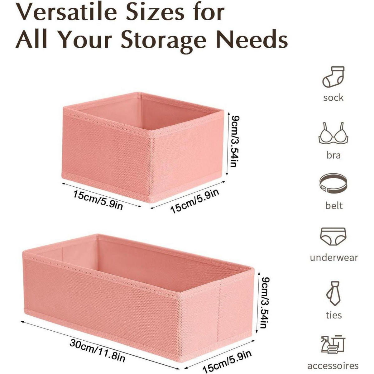 SCHUBLADEN Organizer 8-teiliges Set Rosa - Rosa, Textil (15/9/30cm)