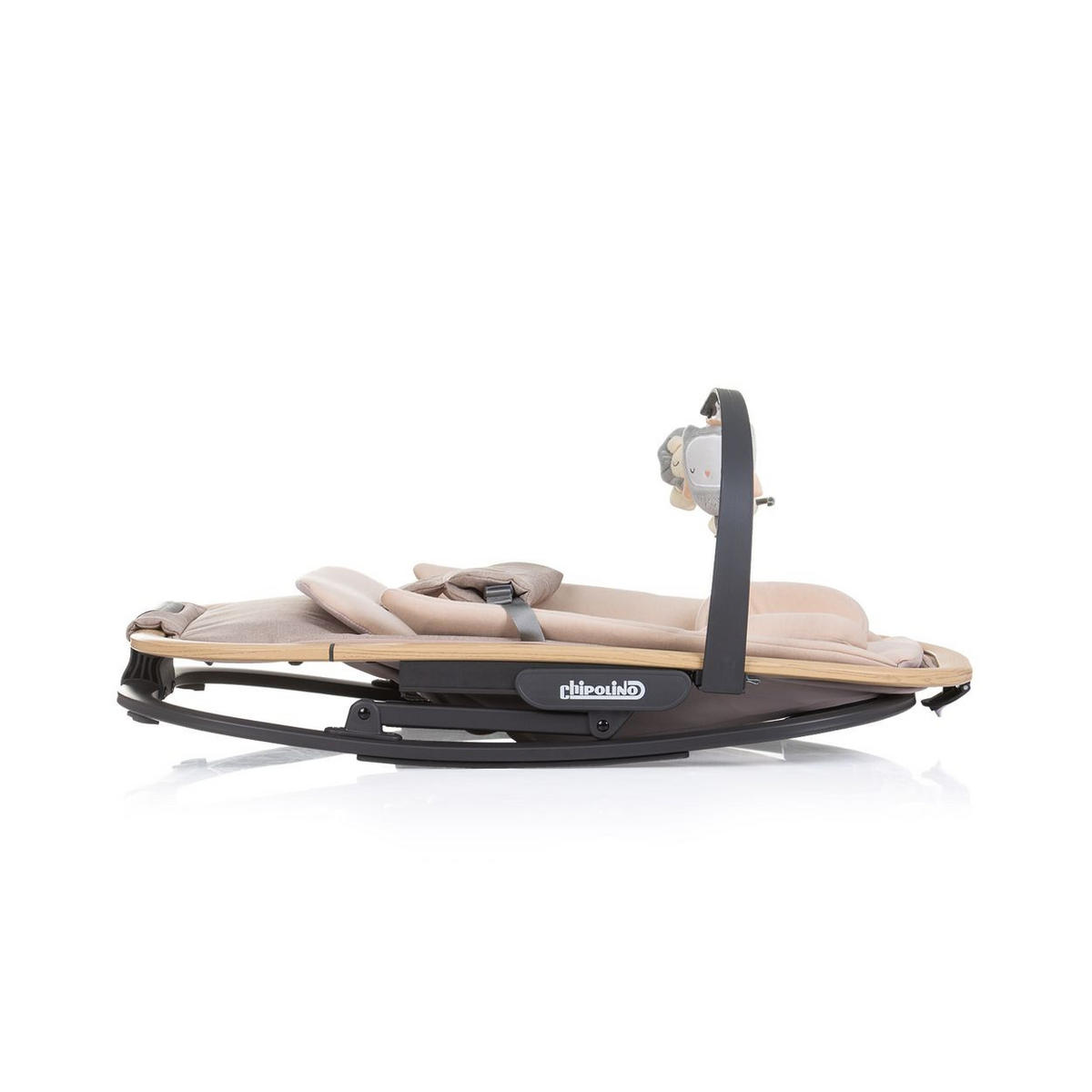 BABYWIPPE Senso beige Holzoptik, Kopfstütze, 3-Punkt-Gurt, verstellbare Rückenlehne - Beige, Metall - Chipolino