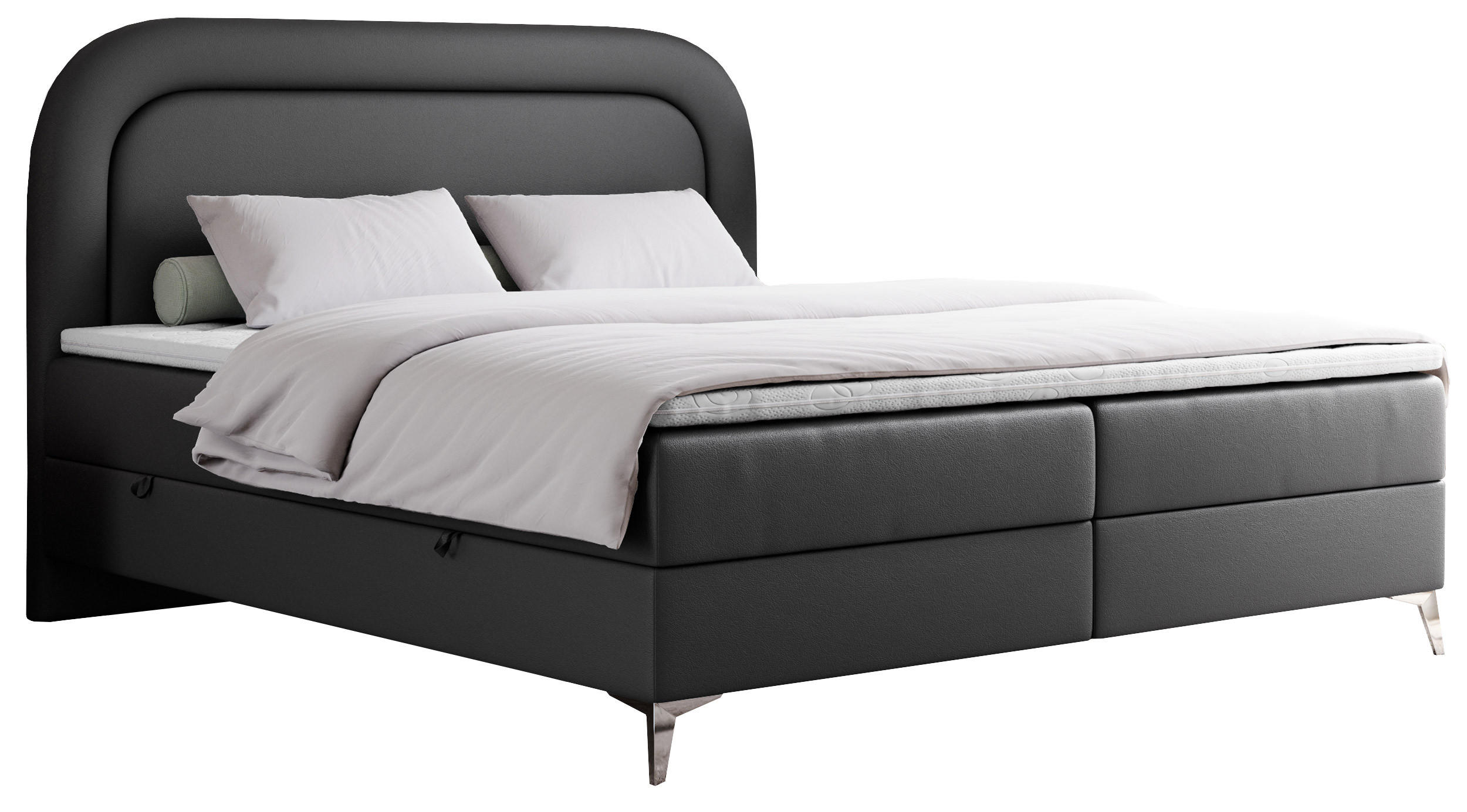 BOXBETT EIRA 180/200 Dunkelgrau Kunstleder - H3 - Dunkelgrau/Silberfarben, Holz/Textil (180/200cm) - MKS