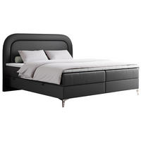 BOXBETT EIRA 200/200 Dunkelgrau Kunstleder - H4 - Dunkelgrau/Silberfarben, Holz/Textil (200/200cm) - MKS