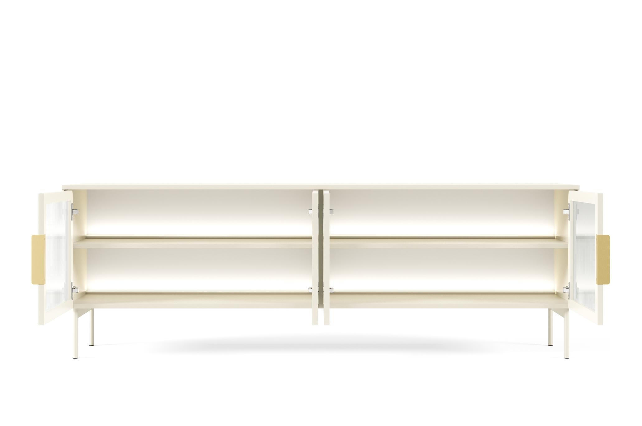 TV-SCHRANK Ilumi Kaschmir, Viertürig mit LED - Kaschmir, Holzwerkstoff (181/62/39cm) - Bettso