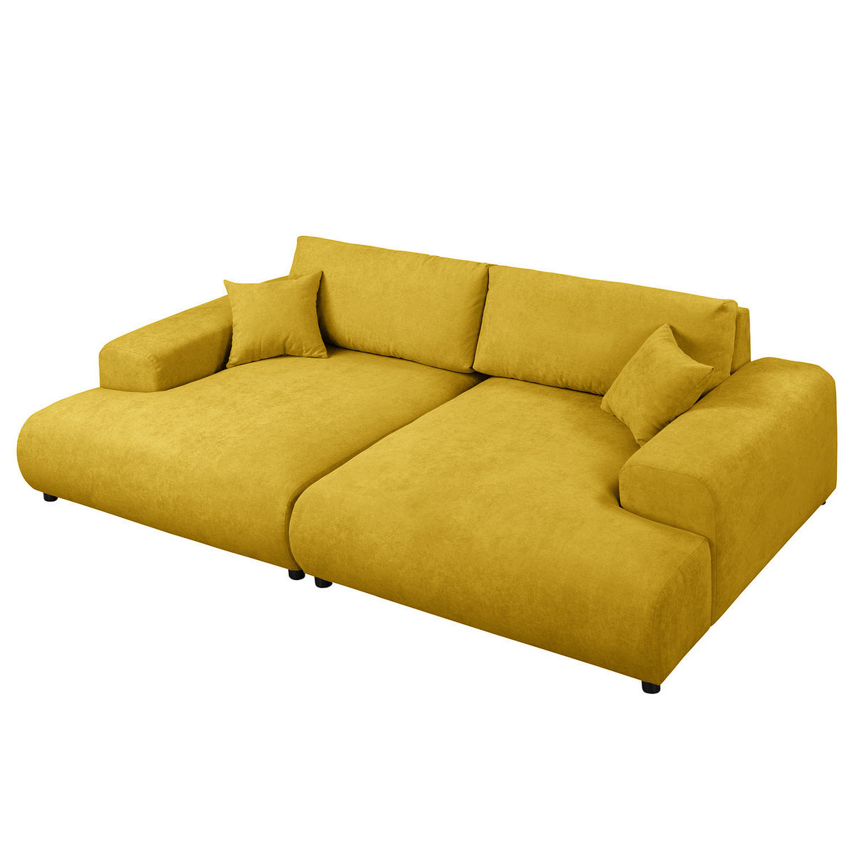 BIGSOFA - Gelb/Schwarz, Kunststoff/Textil (237/79/144cm) - home24