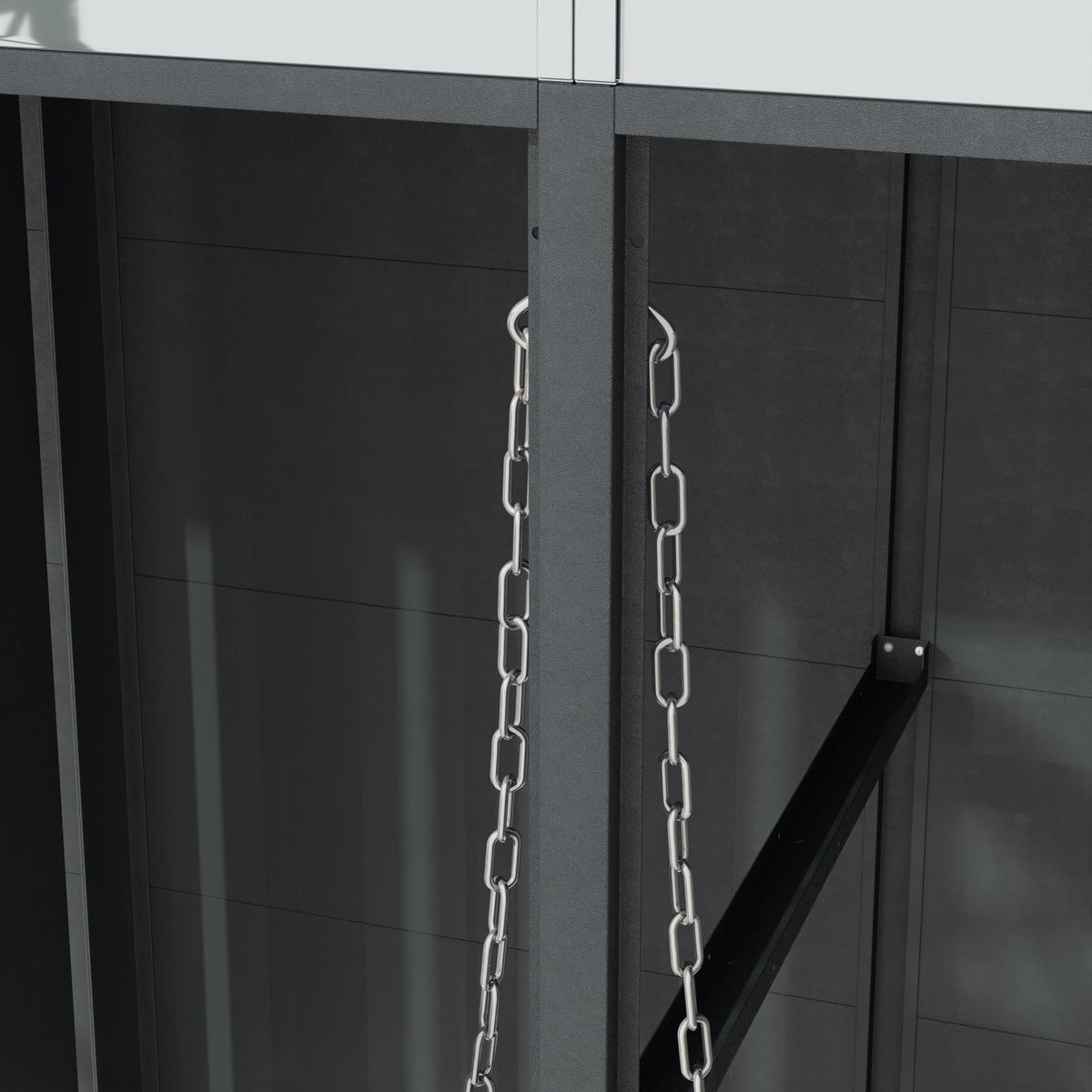 MÜLLTONNENBOX aus verzinktem Stahl in Grau/Holzoptik mit Blumentrog - Grau, Metall (264/124.5/80cm) - Modfu