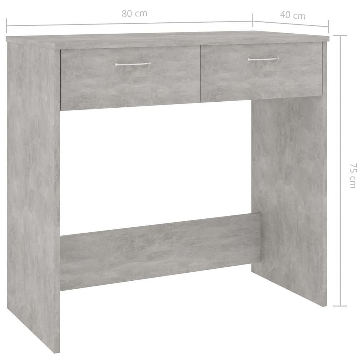 SCHREIBTISCH mit 2 Schubladen 80/40/75 cm aus Holzwerkstoff Betongrau - Hellgrau/Grau, Holz (40/80/75cm) - vidaXL