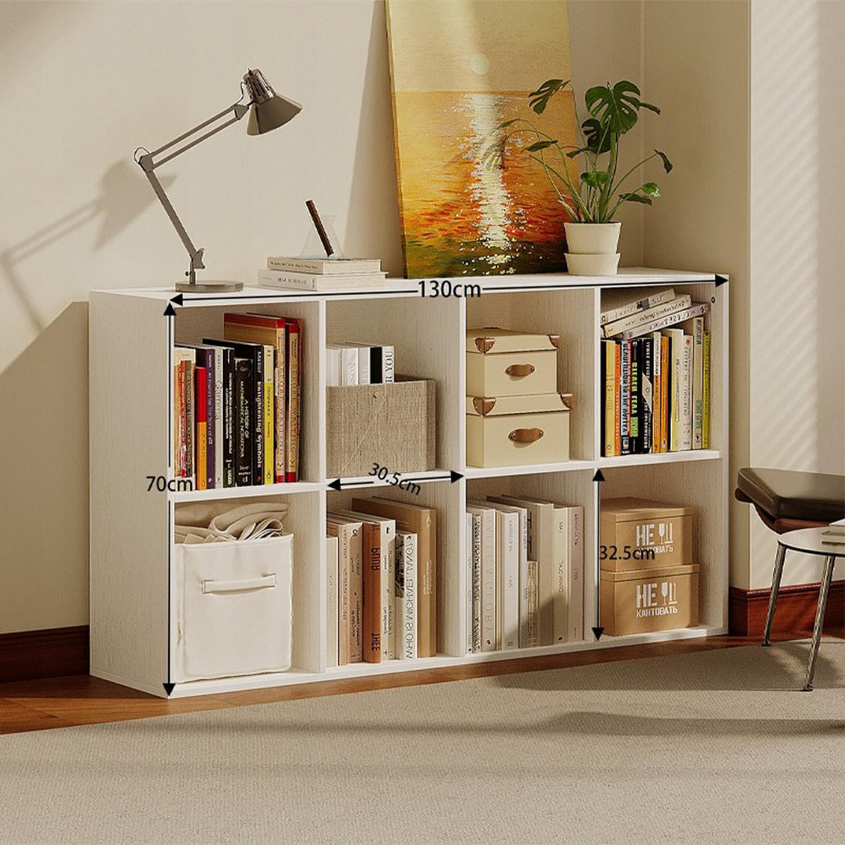 BÜCHERSCHRANK, weiß 130/70/30 cm - Weiß, Holzwerkstoff (30/70/130cm)