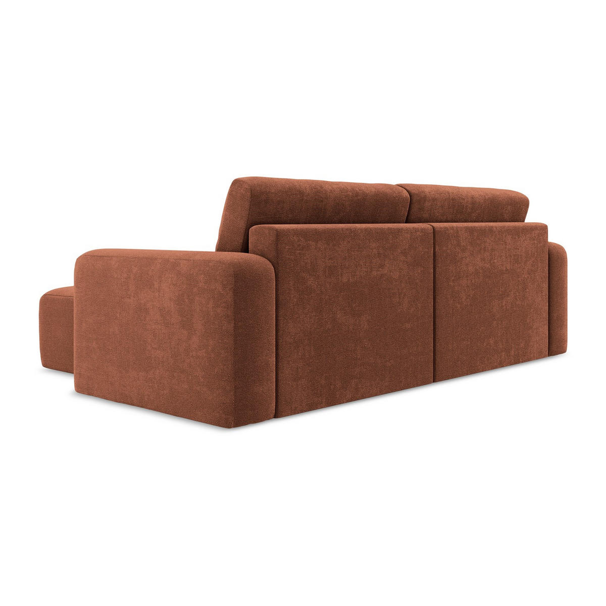 ECKSOFA mit Schlaffunktion rechts Chenille Stoff Orange - Terracotta/Schwarz, Kunststoff/Textil (244/149cm) - Makamii