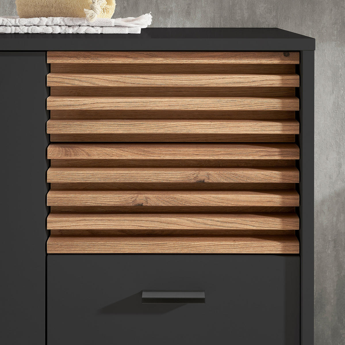 WASCHBECKENUNTERSCHRANK - Anthrazit, Holzwerkstoff (80/64/40cm) - home24