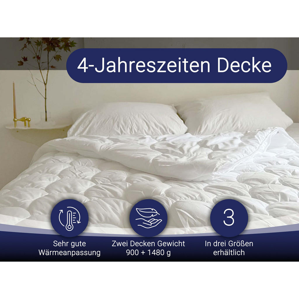Thumbnail - Zollner Bettdecke,, Weiß, Textil, 240x220 cm, Oeko-Tex® Standard 100, Schlaftextilien, Bettdecken, 4 Jahreszeiten Bettde...