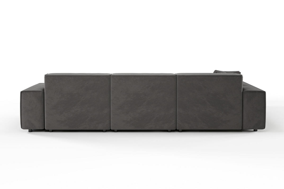 ECKSOFA RANI Grau Cord - Schwarz/Grau, Kunststoff/Textil (299/189cm) - KAWOLA