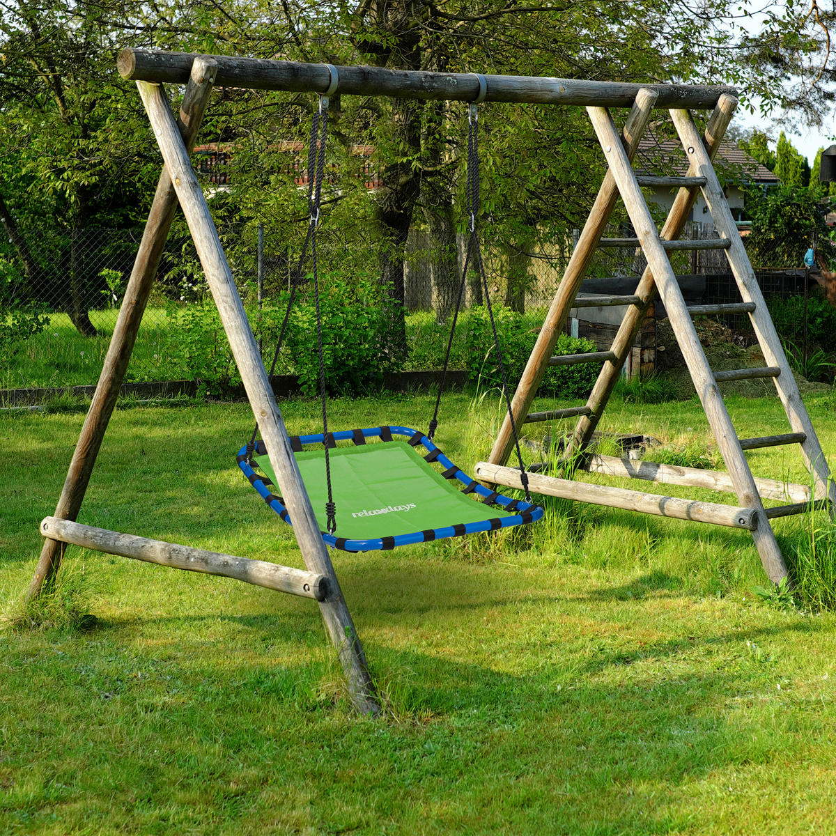 HOUPAČKA hnízdová zelená modrá 76x103 cm - zelená barva, kov/plast (76/160/103cm) - Relaxdays