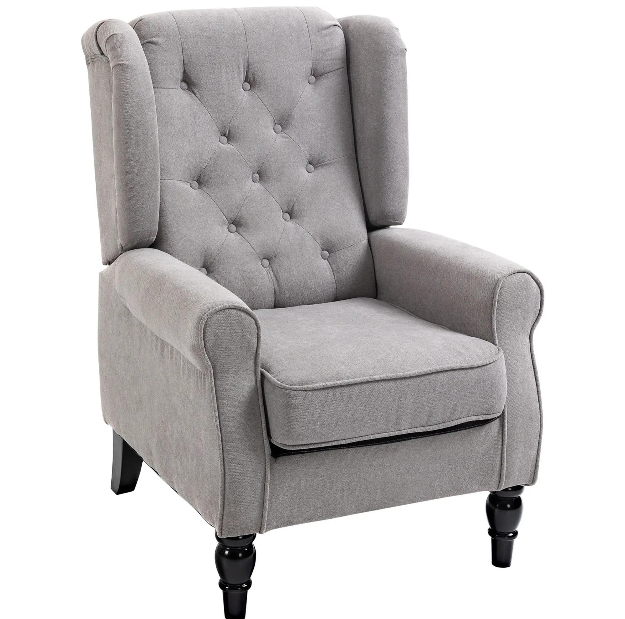 Redom KŘESLO 86/74/102 cm s vysokým opěradlem a knoflíkovým prošíváním, polyester, Šedá