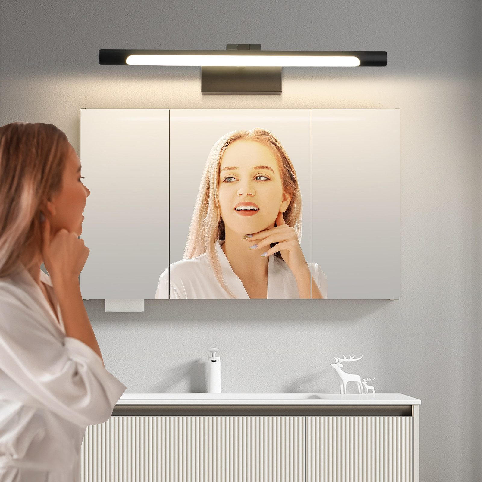 Thumbnail - Nettlife Spiegelleuchte, Schwarz, Kunststoff, 20x13x40 cm, Lampen & Leuchten, Innenbeleuchtung, Tischlampen