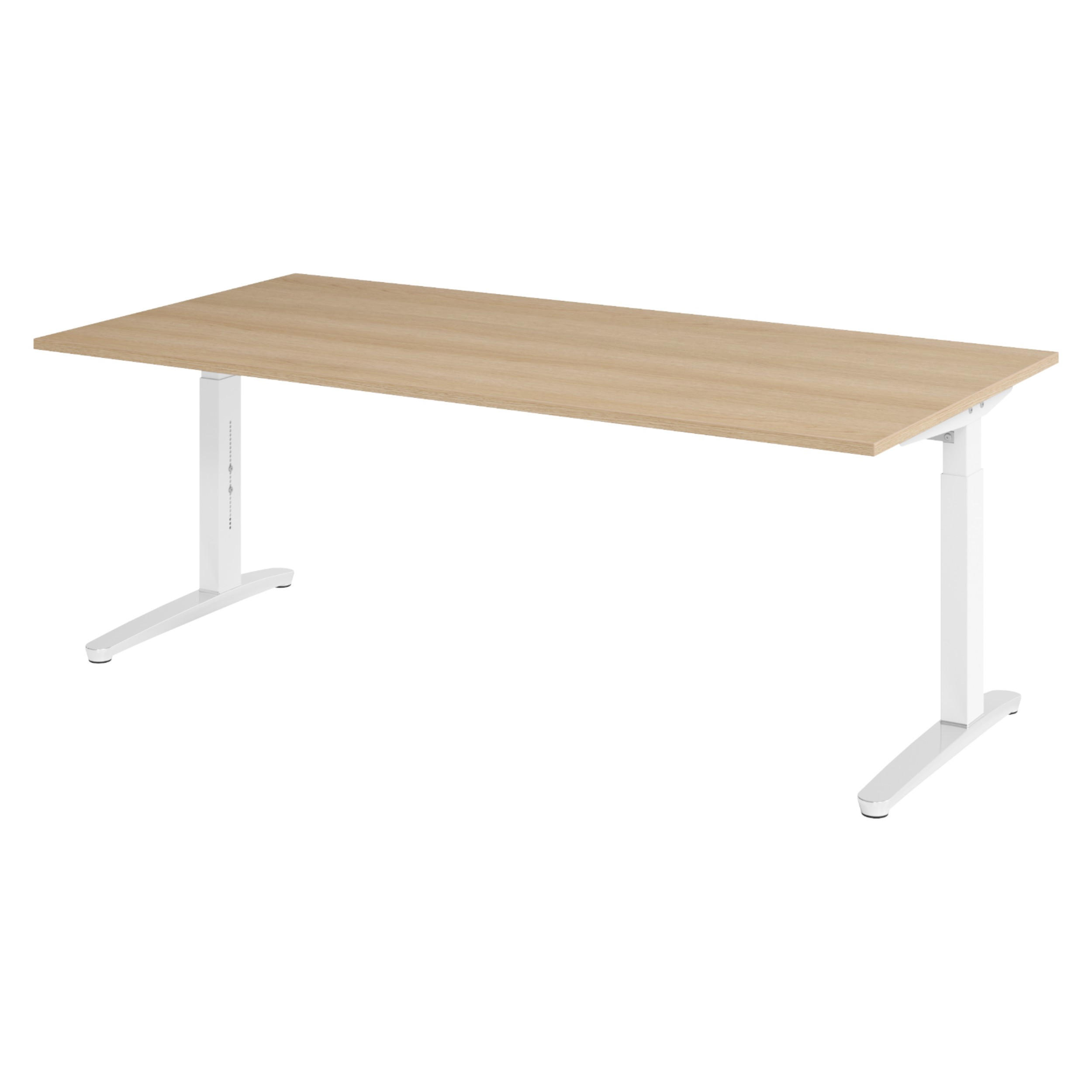 SCHREIBTISCH Serie-XB 100/200/74 cm in Eichefarben/Weiß/Alu poliert - Eichefarben/Weiß, Holzwerkstoff (100/200/74cm) - bümö