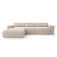 ECKSOFA L Form Ruyam Creme 310/165/78 cm – Schlaffunktion Links - Creme/Schwarz, Kunststoff/Textil (170/310cm) - AX Living