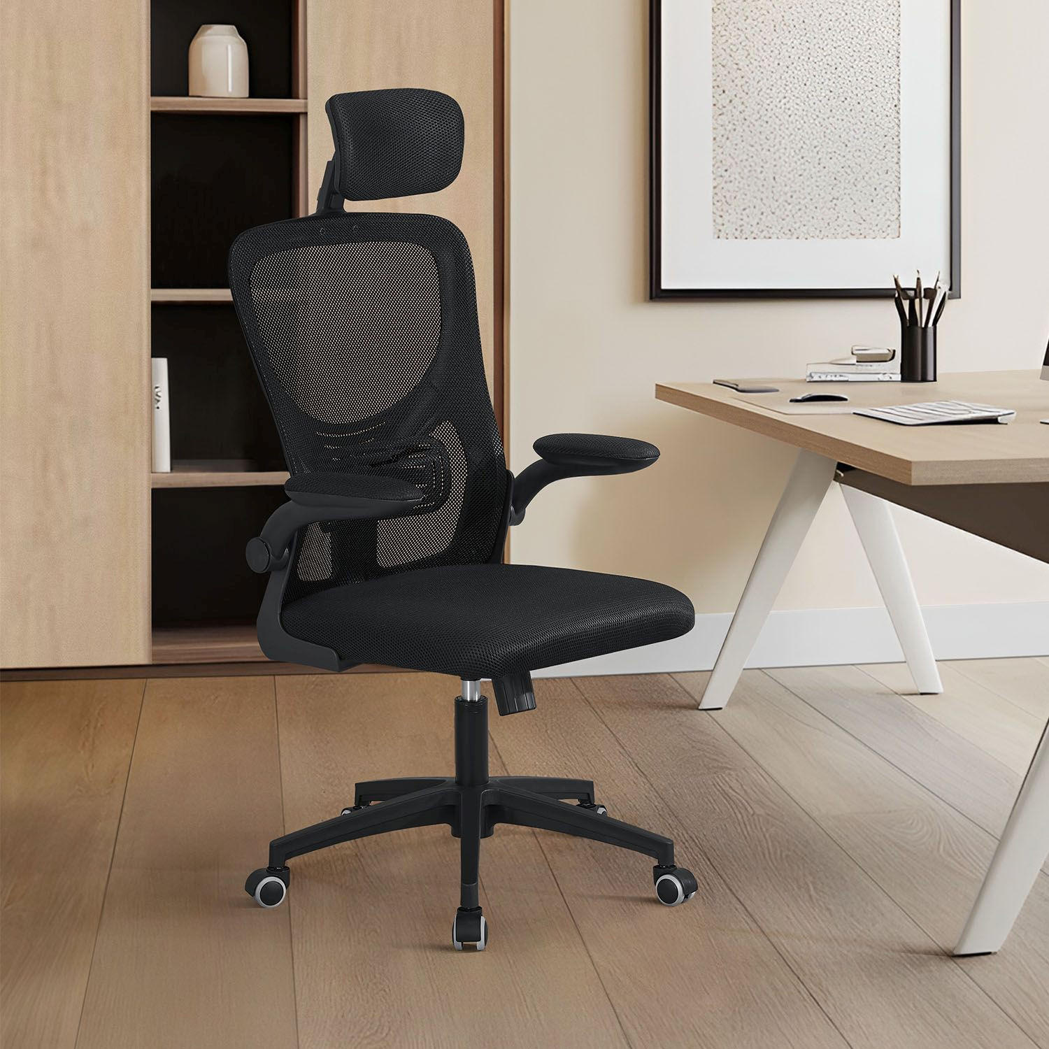 BÜROSTUHL Baltimore Schwarz - Schwarz, Kunststoff (59/123/60cm) - Juskys