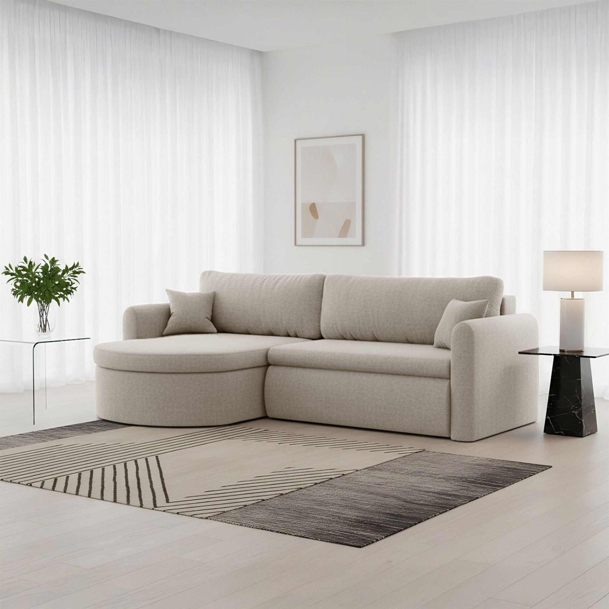ECKSOFA Feliz In Faro - Beige, Holzwerkstoff/Textil (160/250cm) - Fun Möbel