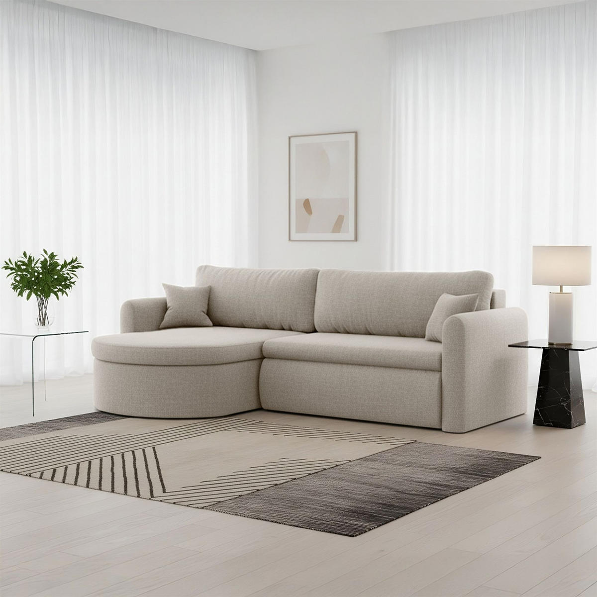 ECKSOFA Feliz In Faro - Beige, Holzwerkstoff/Textil (160/250cm) - Fun Möbel