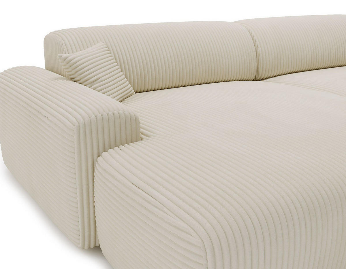 ECKSOFA mit Longchair - Cord - Beige/Schwarz, Kunststoff/Textil (284/178cm) - home24