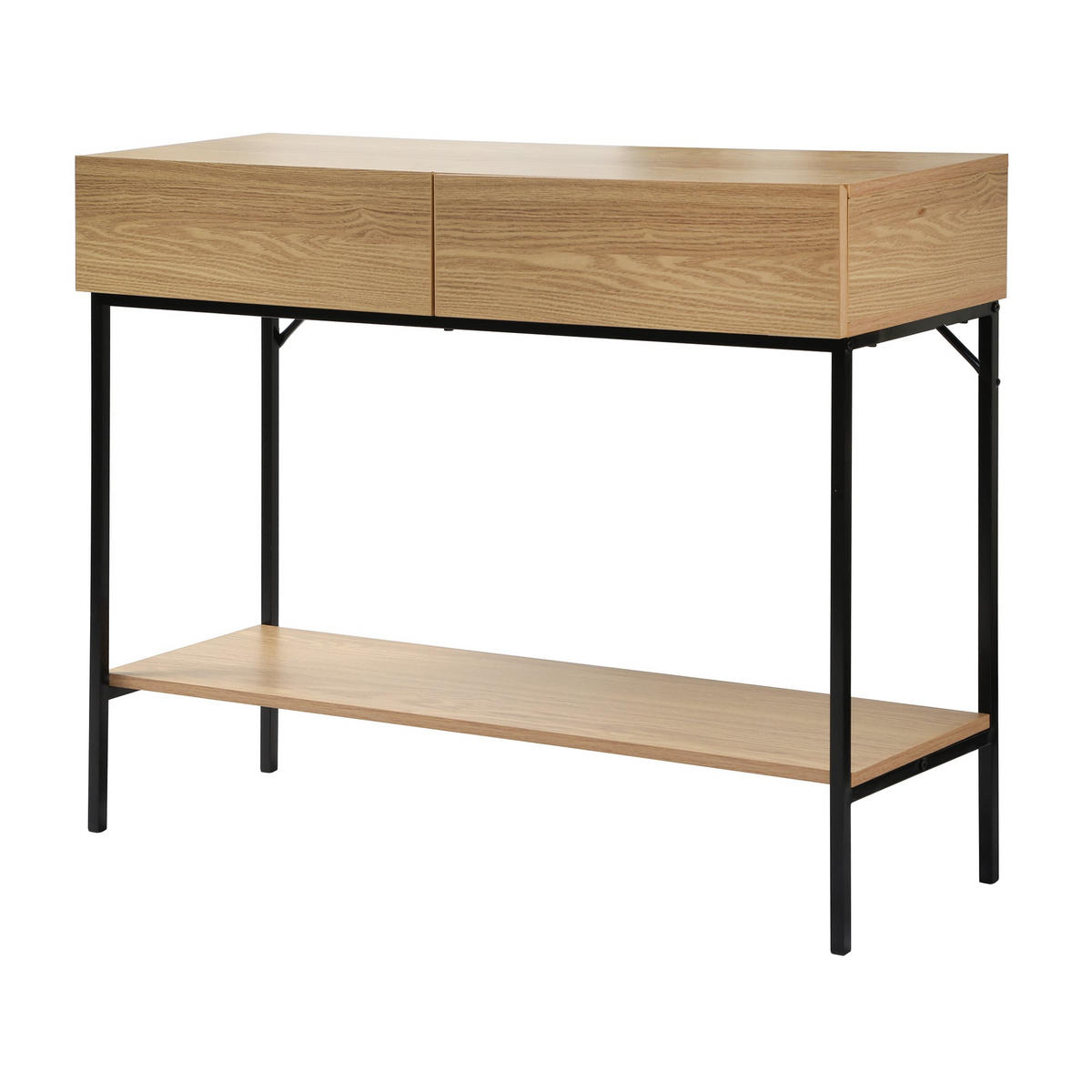 KONSOLE mit 2 Schubladen und 1 Regalboden in Eichenoptik - L100cm - Apfelbaumfarben, Holzwerkstoff (100/35/81cm) - Calicosy