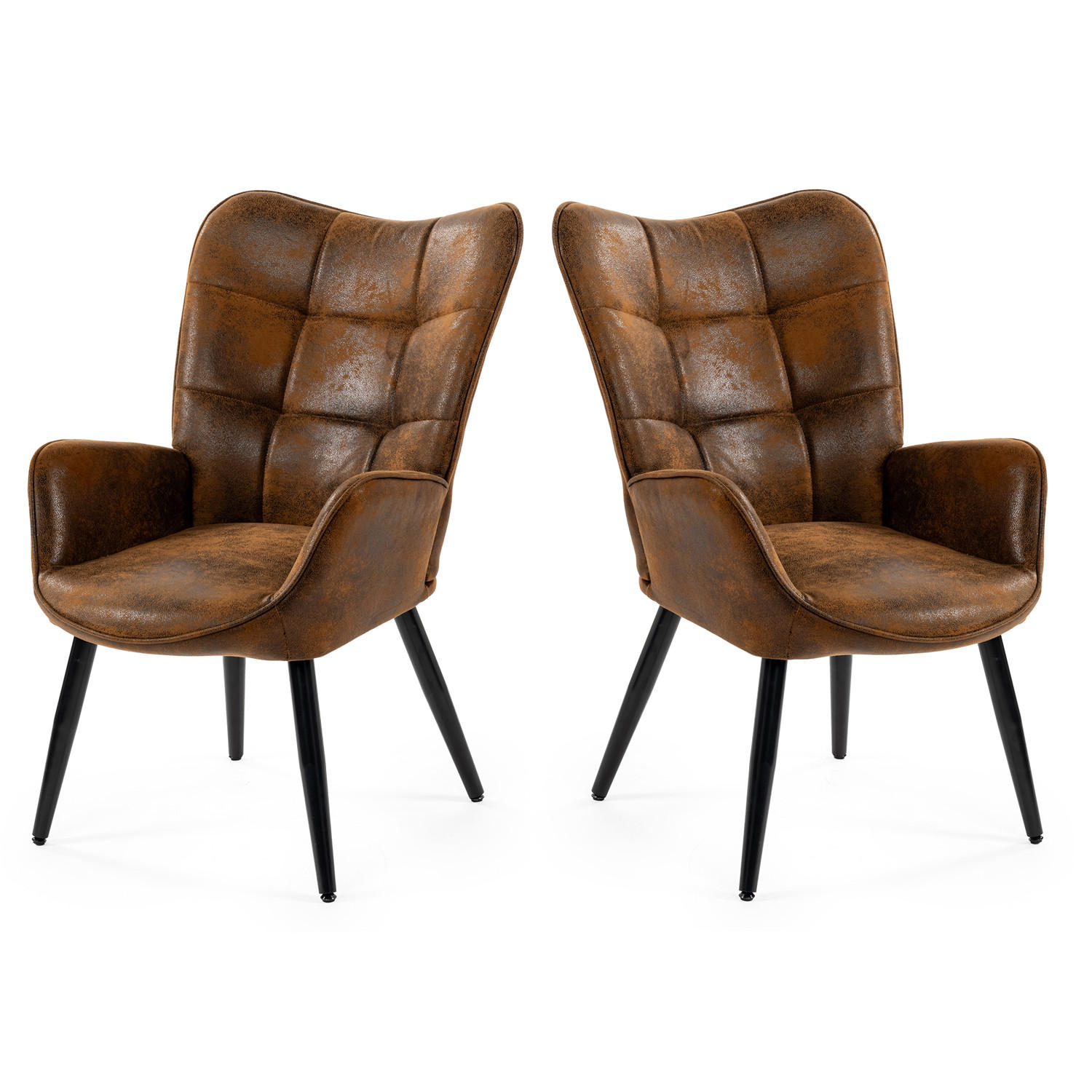 SESSEL-SET 2 Stück in Eisen Mikrofaser - Braun, Textil/Metall (62/90.5/72cm) - Meubles Cosy