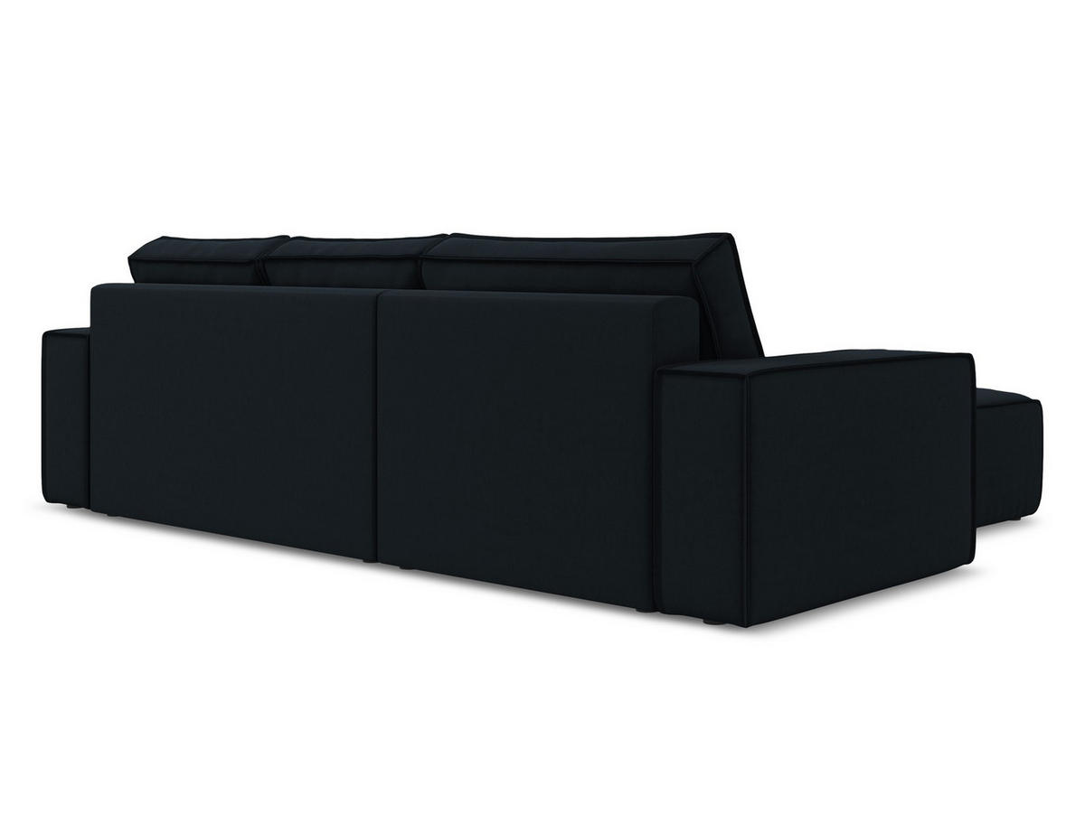 ECKSOFA mit Schlaffunktion Samt Stoff Blau - Blau/Schwarz, Kunststoff/Textil (185/290cm) - Makamii