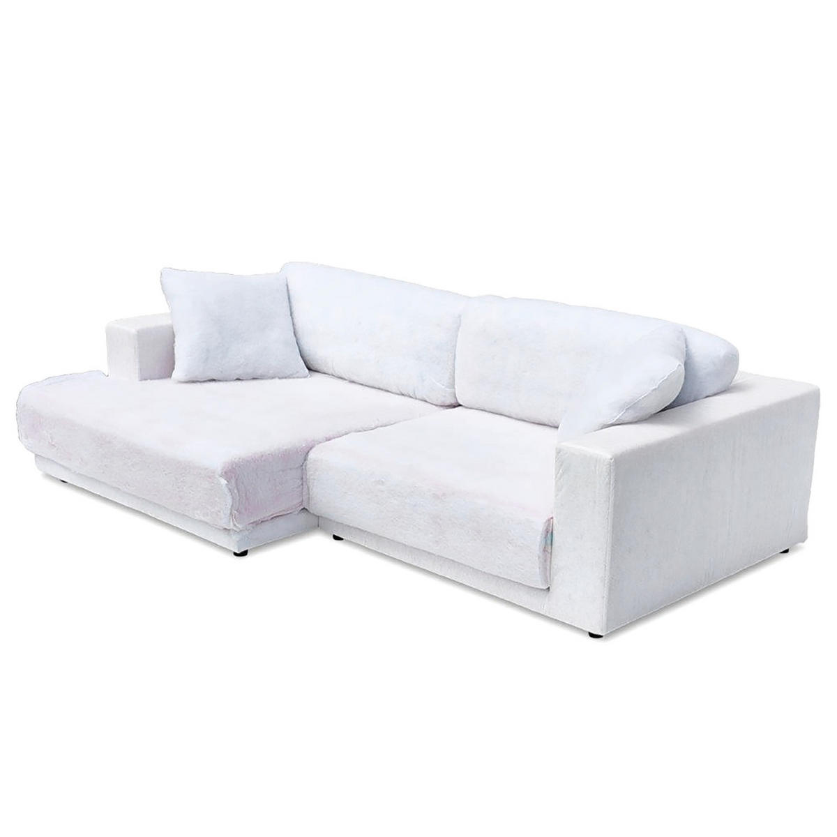 WECHSELBEZUG für Ecksofa mit Longchair - Webstoff - Dunkelgrau, Textil (60/40cm) - home24