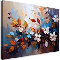 LEINWANDBILD Bunte Blätter Blumen Ölgemälde-Imitation 100x70cm - Multicolor, Textil (100/70cm) - Feeby