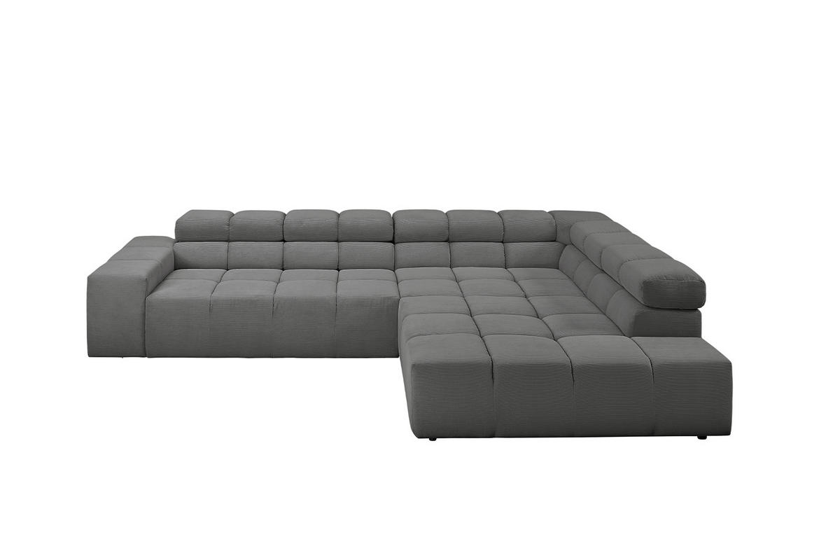 ECKSOFA NEVADA Anthrazit Cord - Anthrazit/Schwarz, Kunststoff/Textil (319/215cm) - KAWOLA