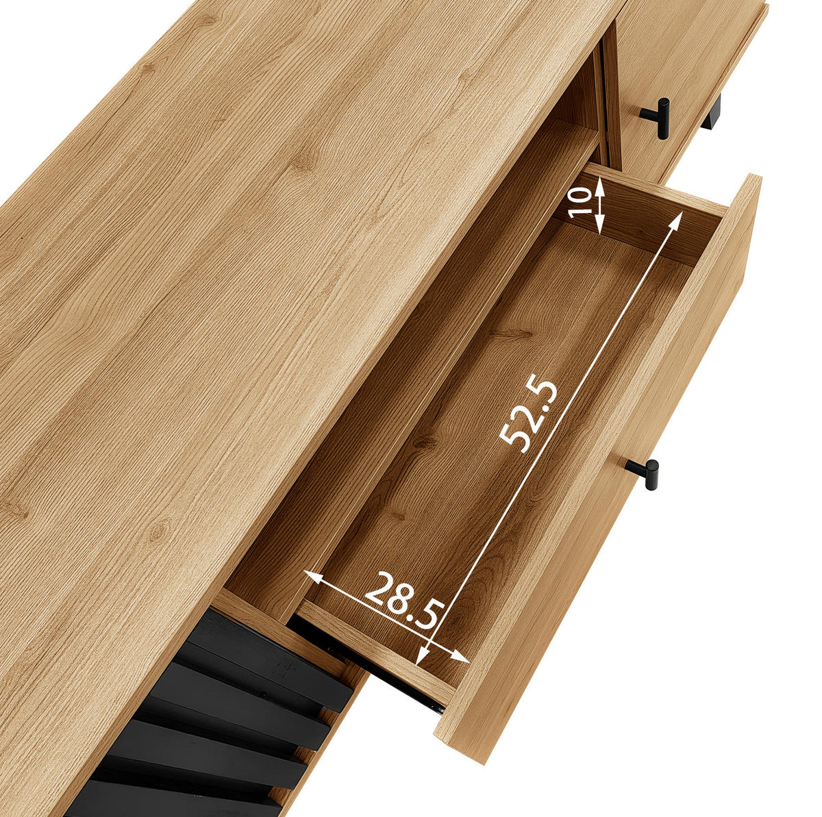 WOHNZIMMERMÖBEL-SET 3-teilig 100/60/45, 170/40/50,5, 140/41/78,5 cm mit LED, Glas und Stauraum, Schwarz/Holzfarben - Schwarz, Holzwerkstoff (100/45/60cm) - Redom