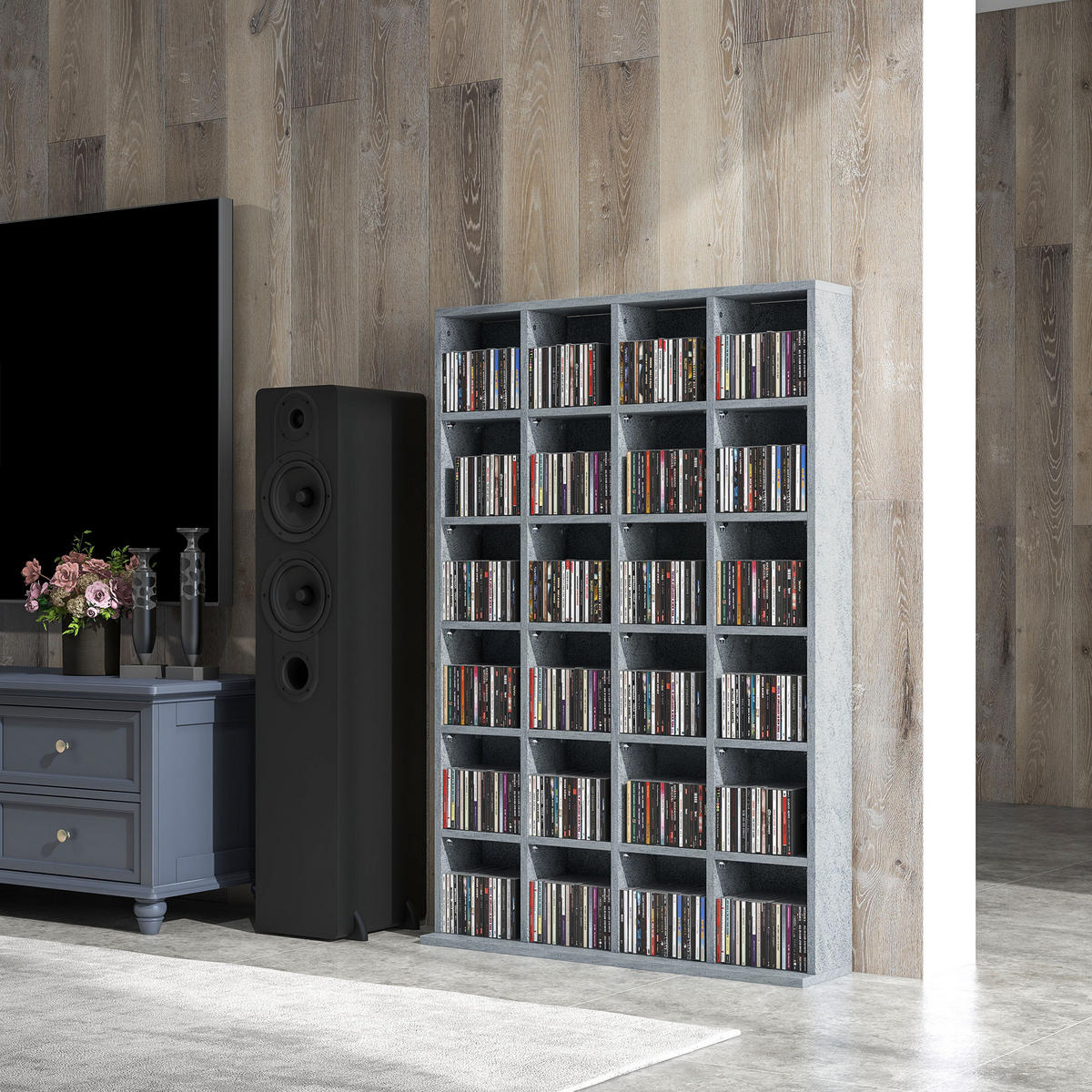 CD-REGAL DE-14449 für 456 CDs/336 DVDs, verstellbare Böden Grau - Grau, Holzwerkstoff (20/130.5/89cm) - ComfortXL