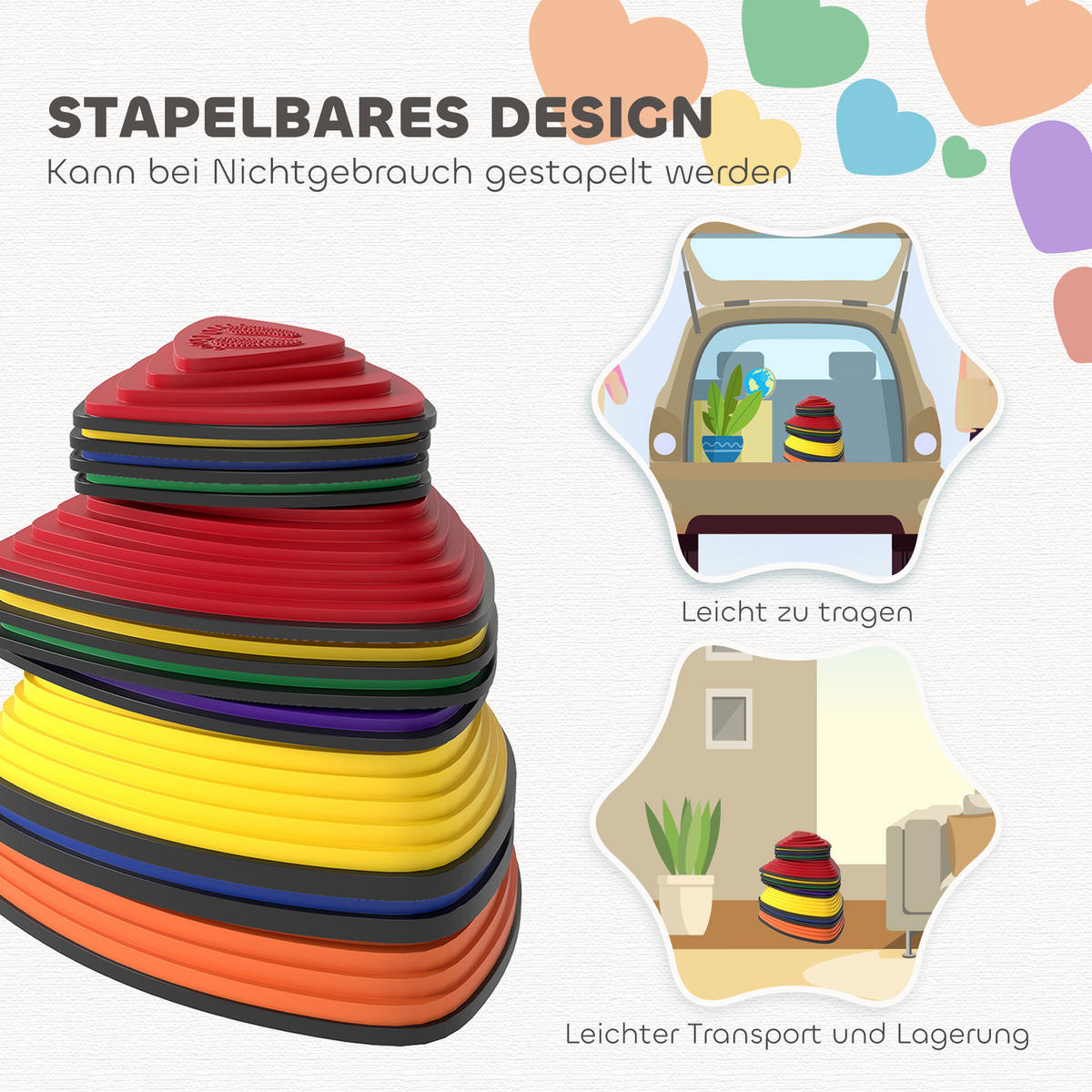 BALANCIERSTEINE 11 Stück Rutschfeste Trittsteine für Kinder 3-8 Jahren Bunt - Multicolor, Kunststoff (37.5/16/37.5cm) - AIYAPLAY