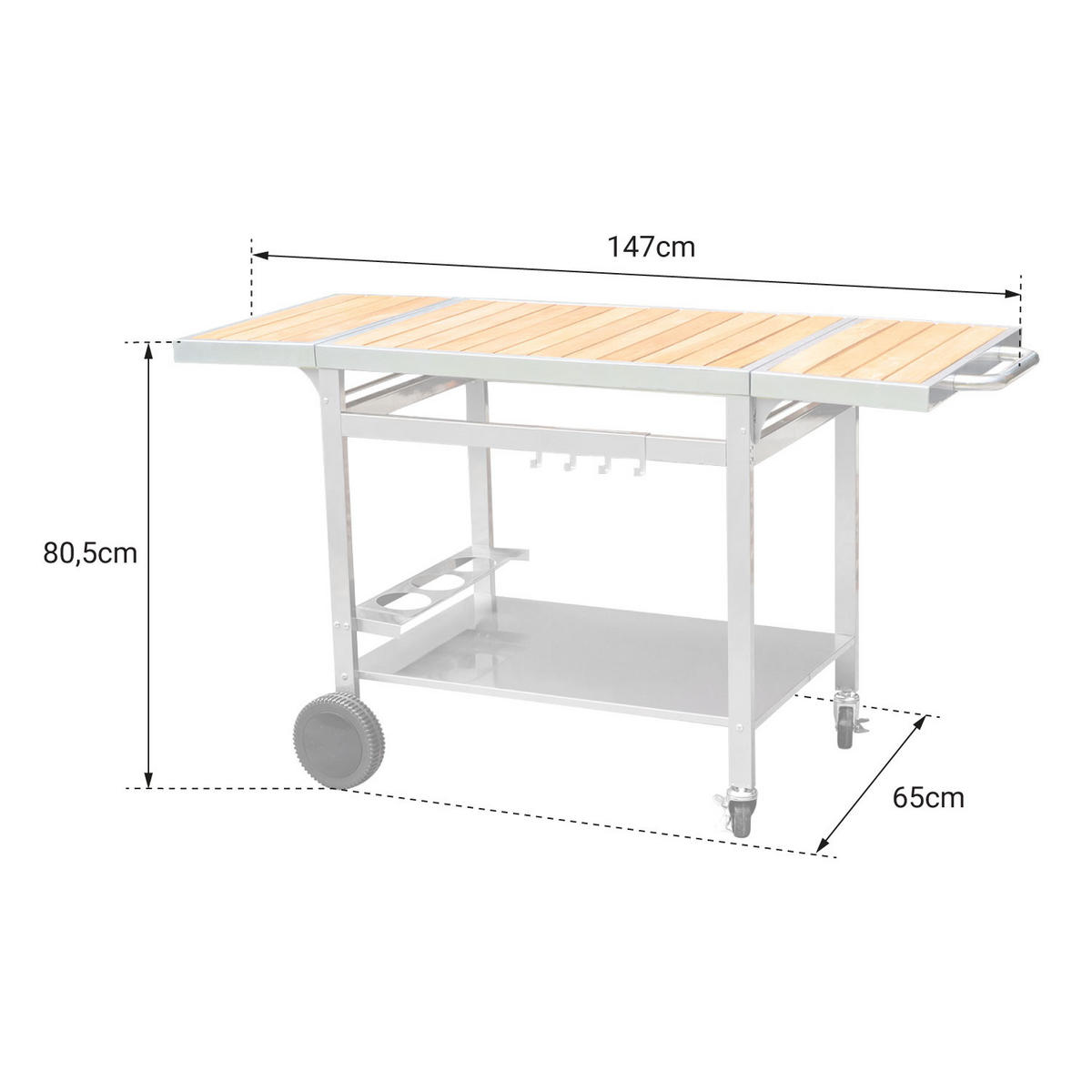 BEISTELLTISCH Grandi XL - Grau, Metall (65/80.5/147cm) - Cook'in Garden