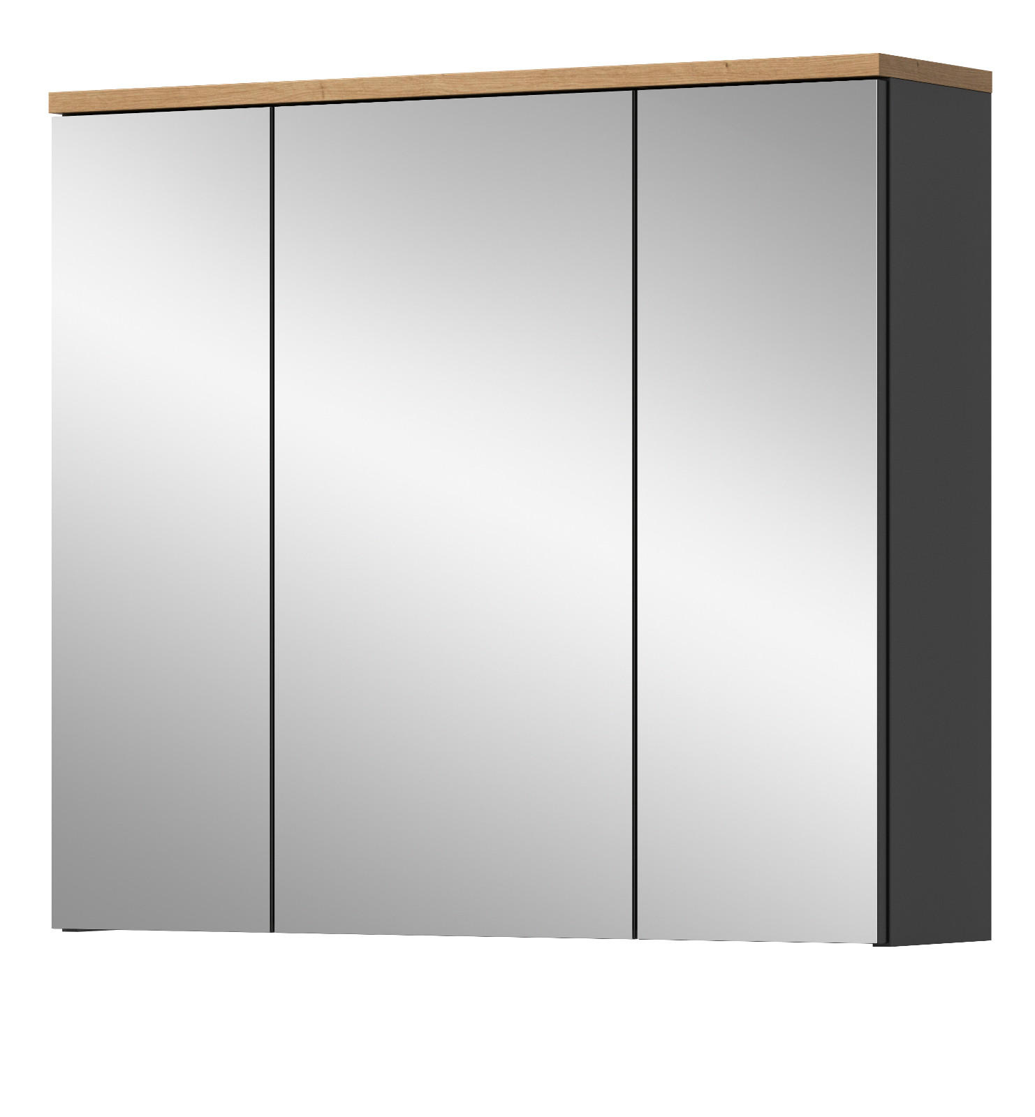 SPIEGELSCHRANK Eiche, grau 80 cm, Badschrank mit Soft-Close - Eiche Artisan/Grau, Glas/Holzwerkstoff (80/73/21cm) - Inn.Furn