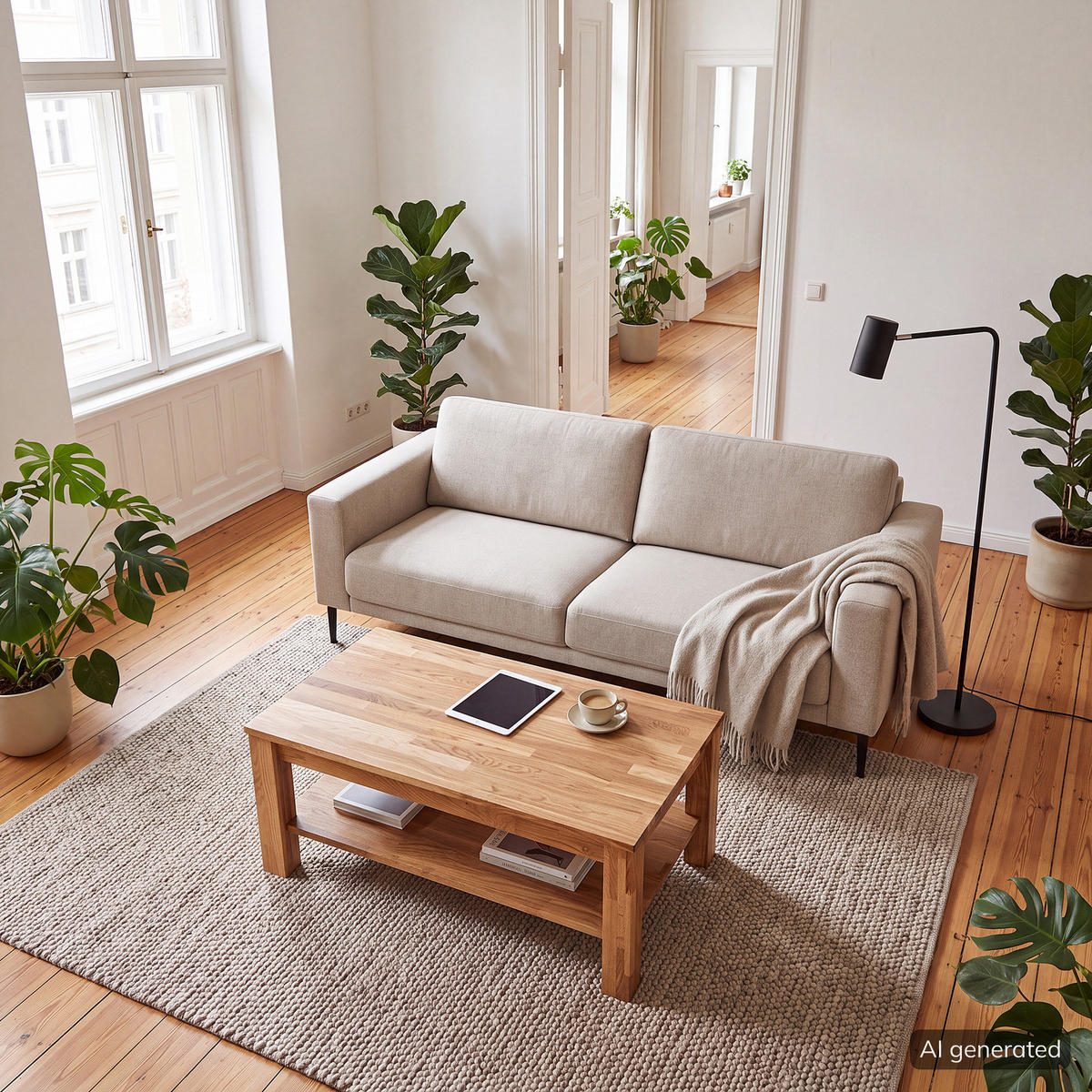 COUCHTISCH - Eiche massiv - Eichefarben, Holz (60/100/45cm) - home24