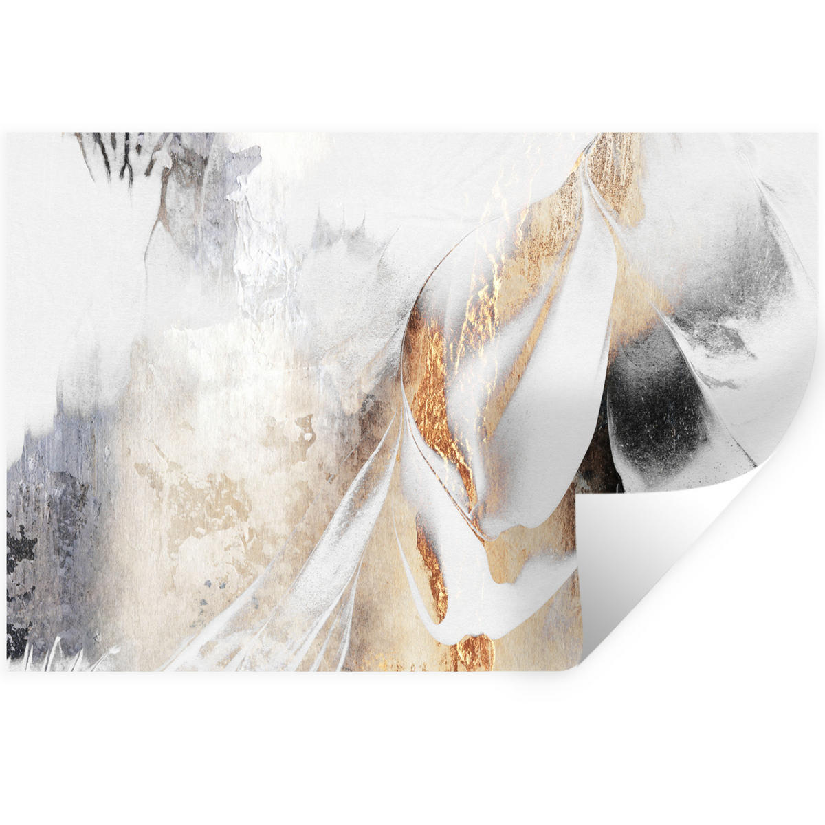 WANDTATTOO Luxus - Abstrakt - Gold - Weiß 120x80 cm - Goldfarben, Kunststoff (120/80/0.1cm) - MuchoWow