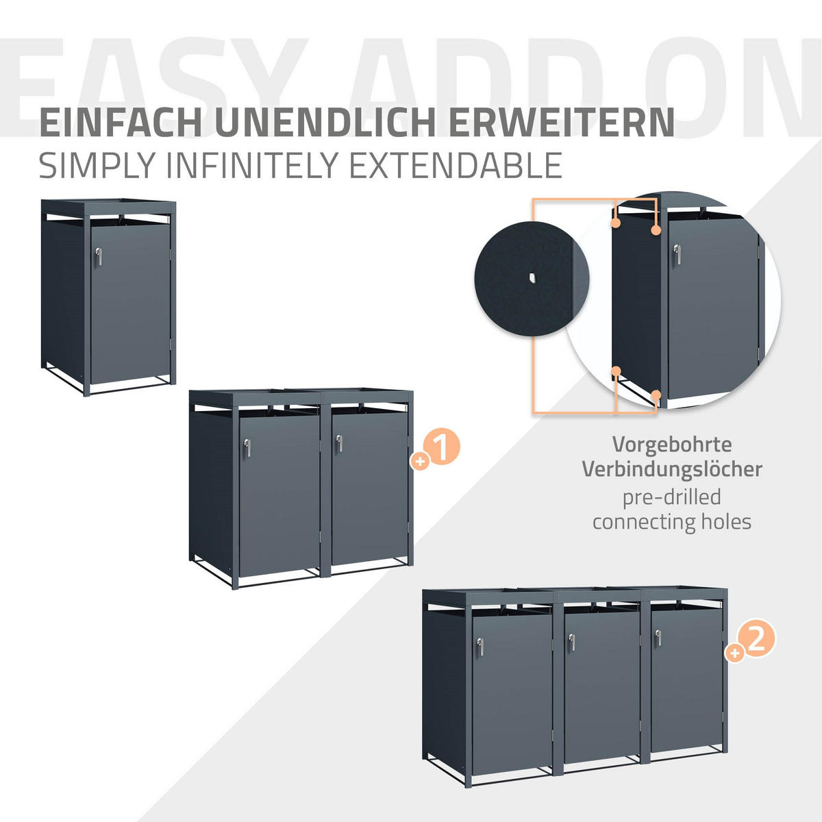 MÜLLTONNENBOX 1er mit Pflanzdach Anthrazit - Anthrazit, Metall (80/124/68cm) - ML-DESIGN