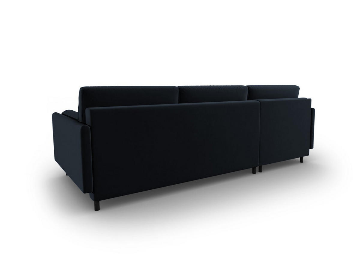 AUSKLAPPBARES-ECKSOFA links mit Container Scott aus Samt dunkelblau 5 Sitzplätze - Dunkelblau, Textil (142/212cm) - Micadoni