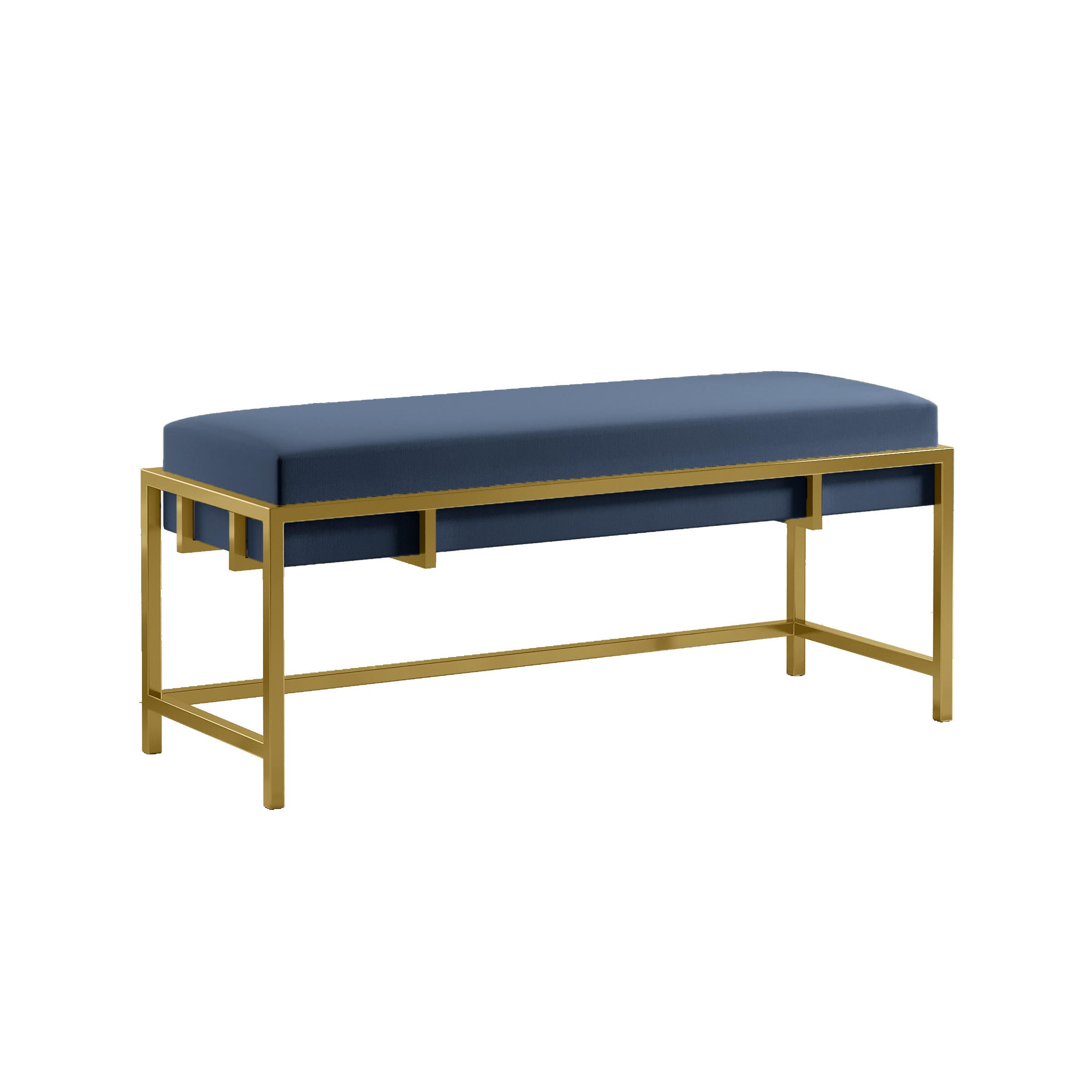 POLSTERBANK LAMO 100 Dunkelblau, Goldene Beine - Goldfarben/Dunkelblau, Textil/Metall (100/45/35cm) - Bettso