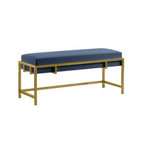 POLSTERBANK LAMO 100 Dunkelblau, Goldene Beine - Goldfarben/Dunkelblau, Textil/Metall (100/45/35cm) - Bettso