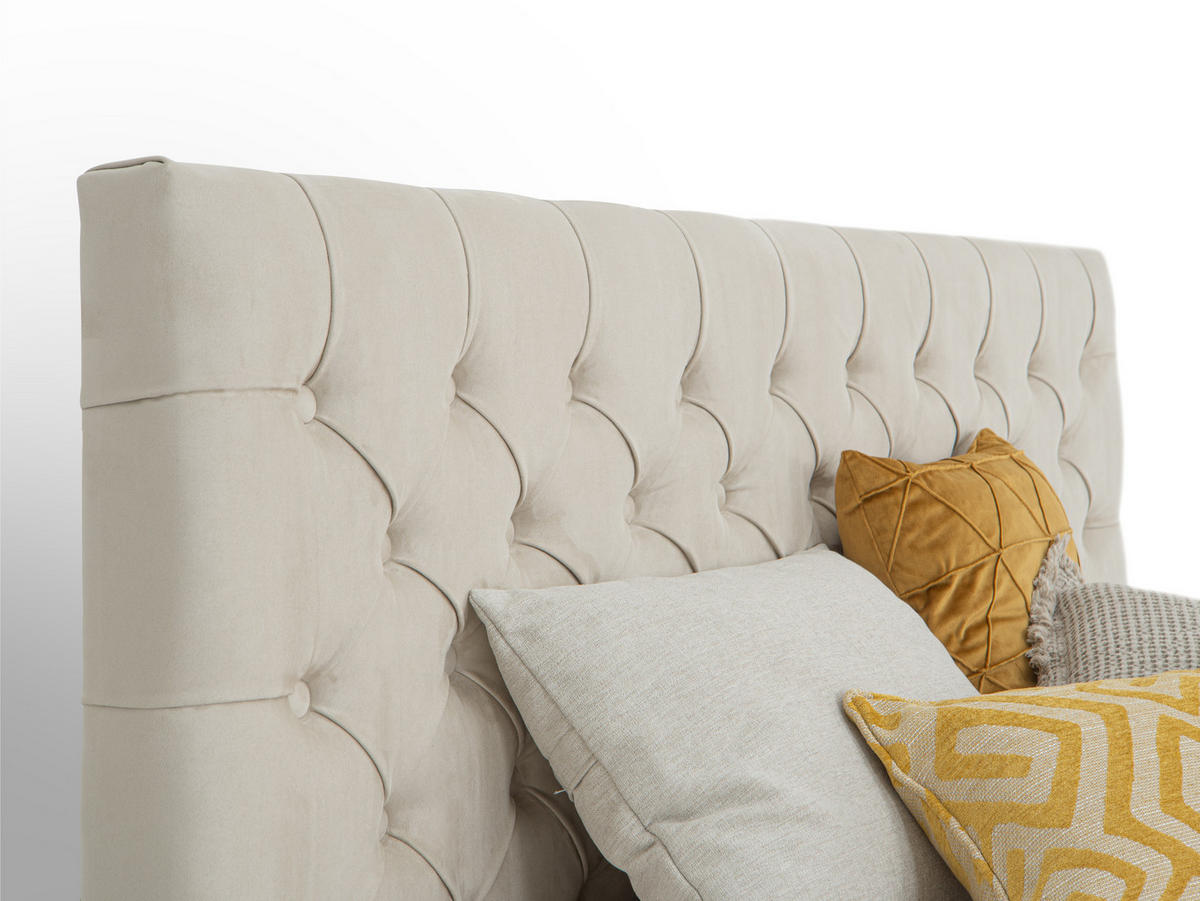 BOXSPRINGBETT Victoria Beige 160 /200 cm H3/H4 Samt - Beige, Textil (160/200cm) - wonello