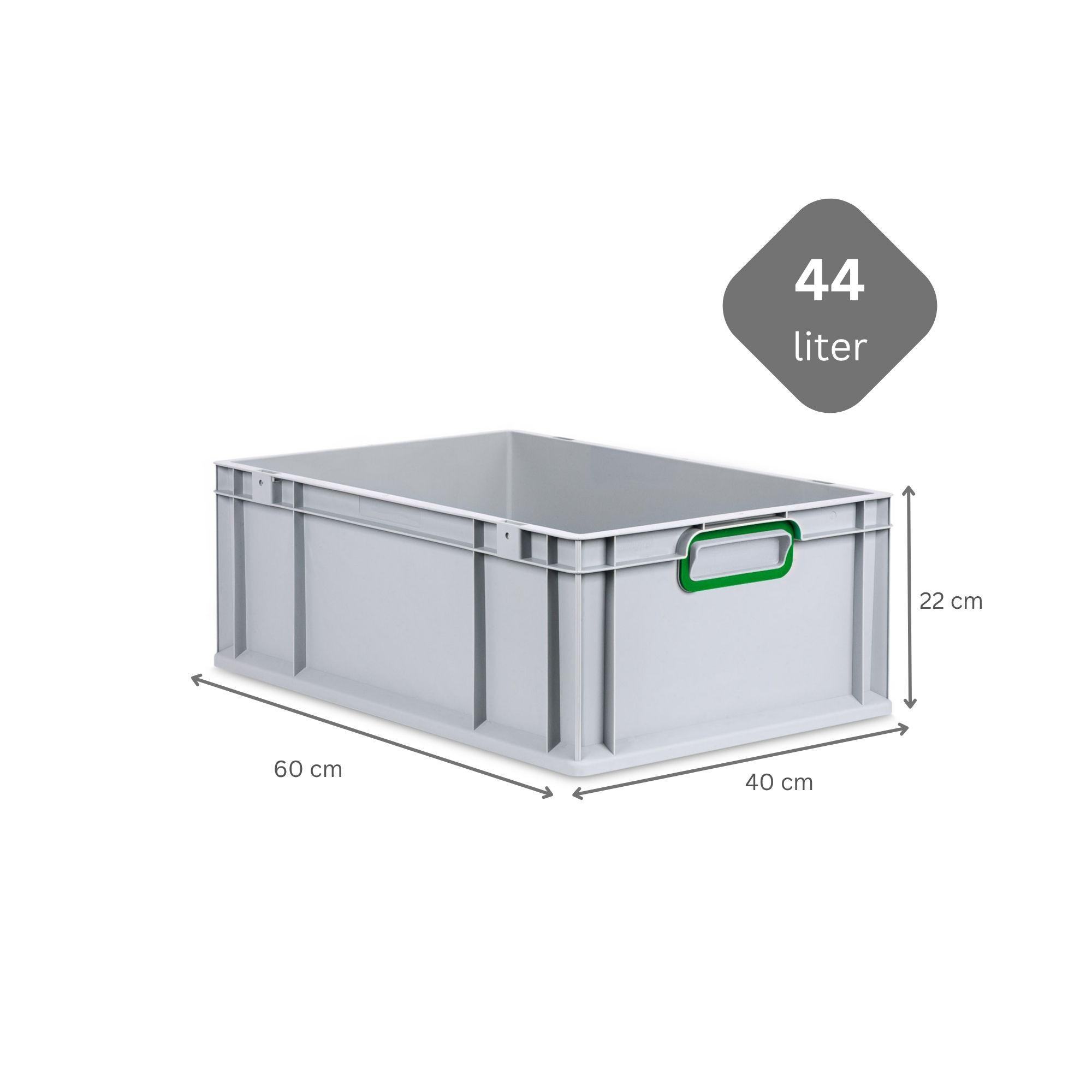 EUROBOX 5x Nextgen Color 22x40x60cm 44 Liter Griffe Grün Geschlossen - Grün, Kunststoff (40/22/60cm) - PROREGAL