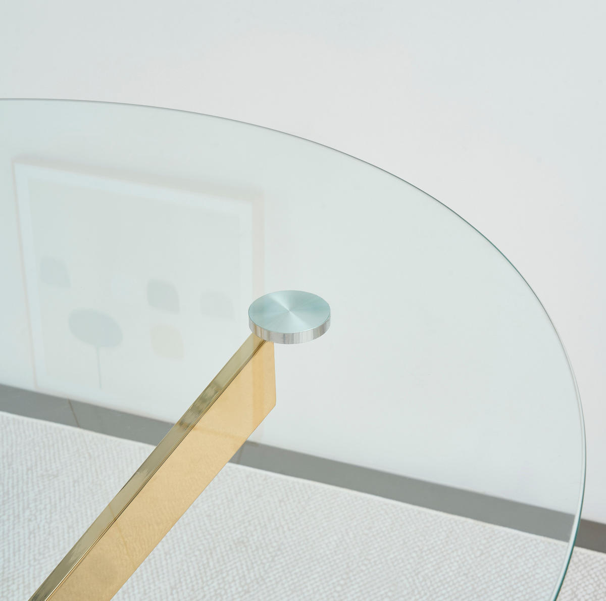 ESSTISCH 80/80/76 cm goldfarben aus Glas mit Kreuzfußgestell - Goldfarben, Metall (80/80/76cm) - OKWISH