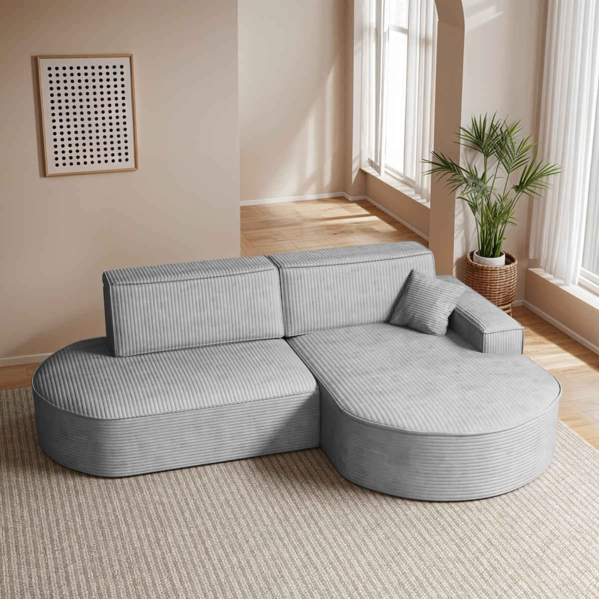 ECKSOFA Modena Pro - Komfort Und Stil Stoff Poso Silber Rechts - Silberfarben, Holz (278/179cm) - Kaiser Möbel