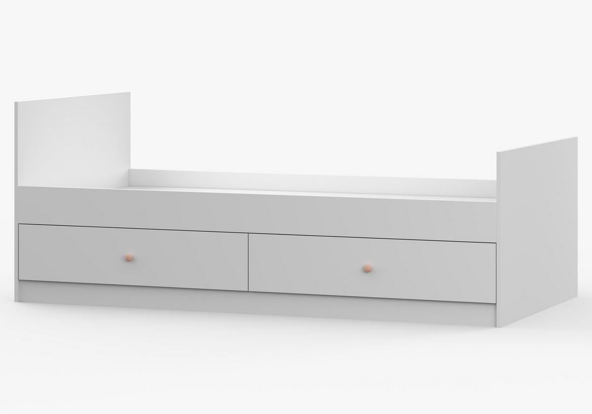 JUGENDZIMMER Livani in Weiß 6-teiliges Kinderzimmer Komplettset mit rosa Griffen - Weiß, Holzwerkstoff (80/200/120cm)