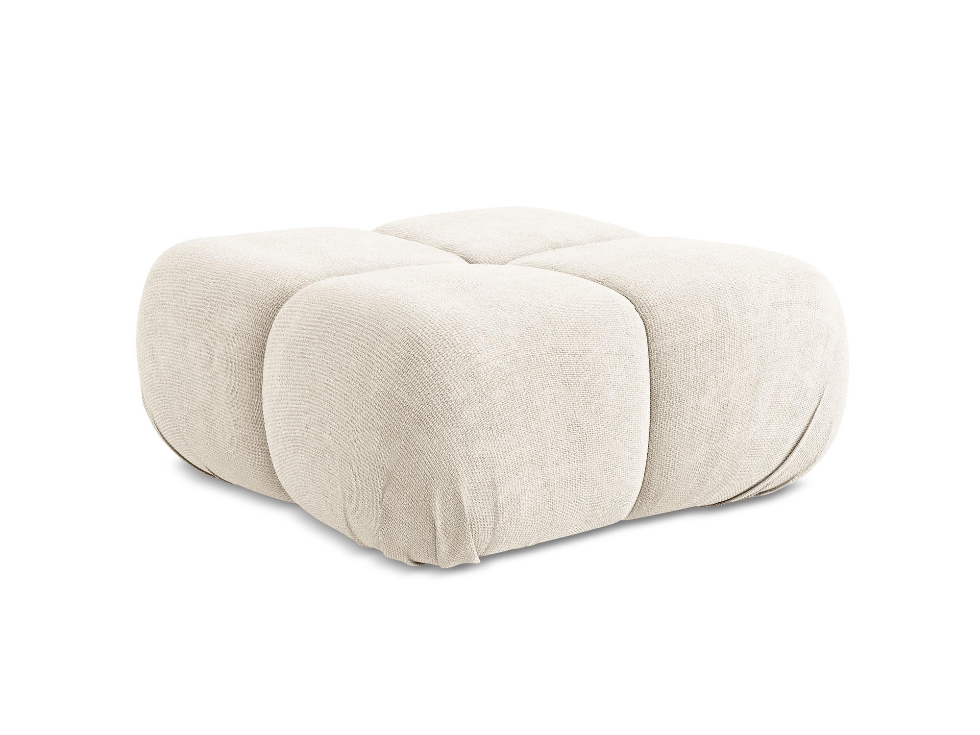POUF Chenille Stoff Beige - Beige/Creme, Kunststoff/Textil (95/41/95cm) - Makamii