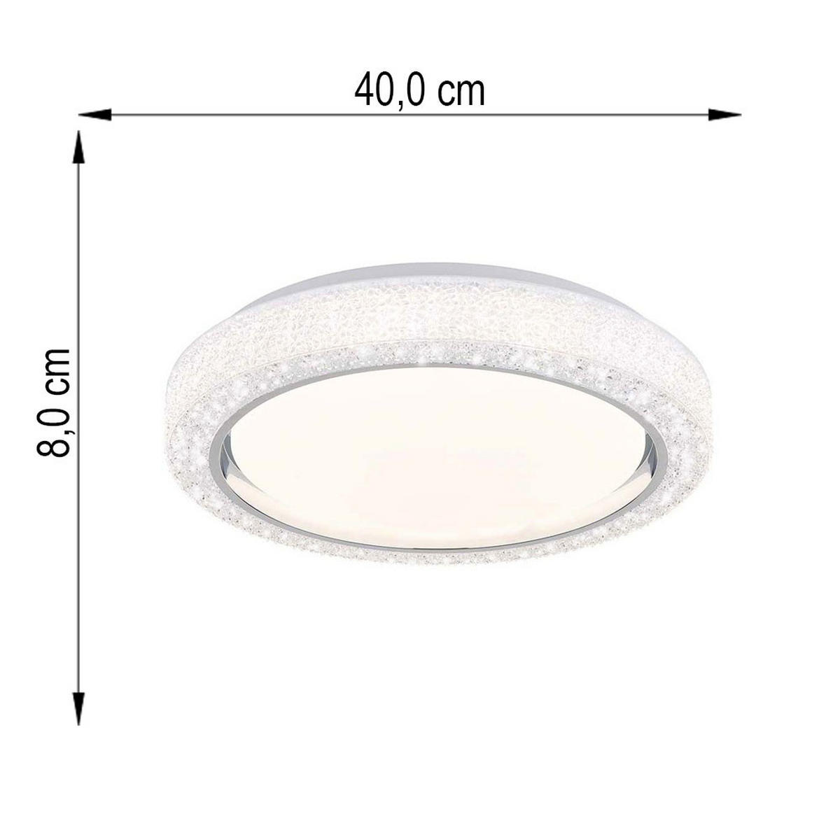 LED DECKENLEUCHTE Chromring Weiß Opal CCT - Weiß, Metall (40/40/8cm) - Globo Lighting