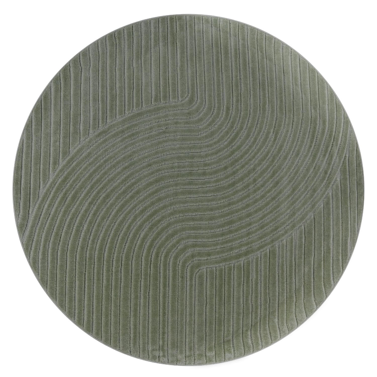 KURZFLORTEPPICH, mit Struktur, Florhöhe 6 mm, Grün, Ø 160 cm - Grün, Textil (160/160cm) - KADIMA DESIGN
