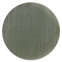 KURZFLORTEPPICH, mit Struktur, Florhöhe 6 mm, Grün, Ø 160 cm - Grün, Textil (160/160cm) - KADIMA DESIGN