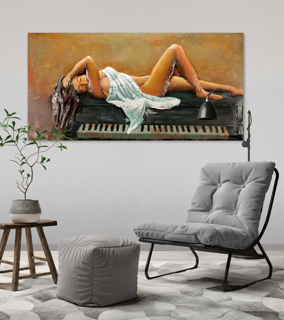 METALLBILD Weiß 120/60 cm - Weiß, Metall (5.28/60cm) - KUNSTLOFT