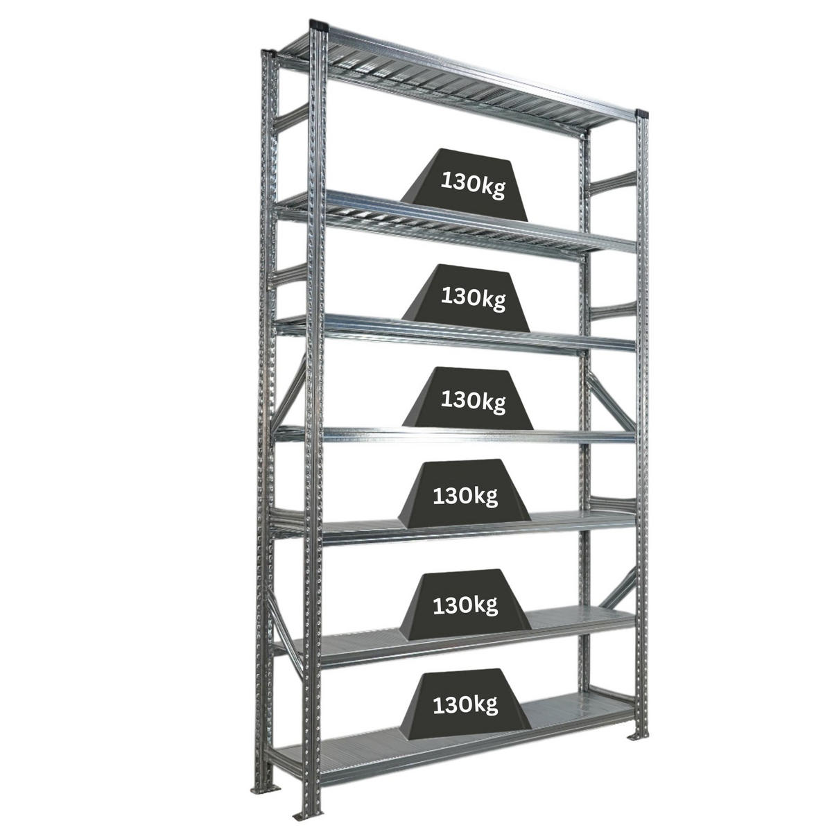 FACHBODENREGAL Proximo Stecksystem 250x150x32cm 7 Ebenen Beidseitig nutzbar Verzinkt - Silberfarben, Metall (150/250/32cm) - PROREGAL